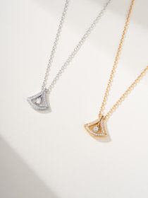 Bulgari platinum full diamond fan necklace-3609  