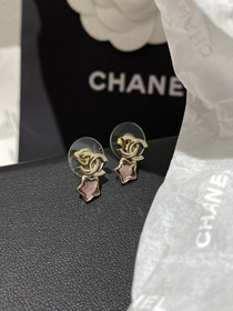 Chanel pink star light gold earrings-3929  